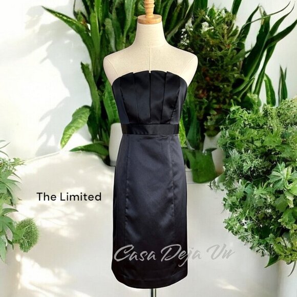 The Limited Silky Clam Shell Bust Strapless Little Black Coctail Dress - Picture 1 of 8